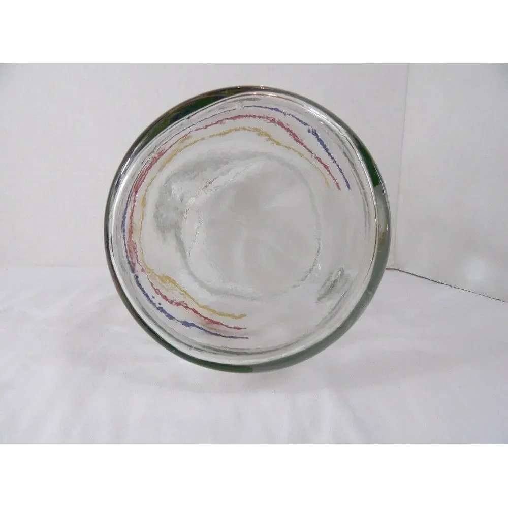 Pitcher Anchor Hocking Fiesta Glass Ice Lip Rainbow Colors Stripe 72 Oz Tea